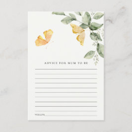Söt lövverk fjäril råd för mammas baby shower tilläggskort