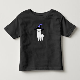 Söt luddig Halloween-lama i lila häxa T Shirt