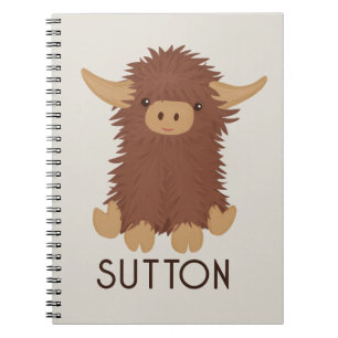 Söt, luddig Highland ko anpassad design Anteckningsbok