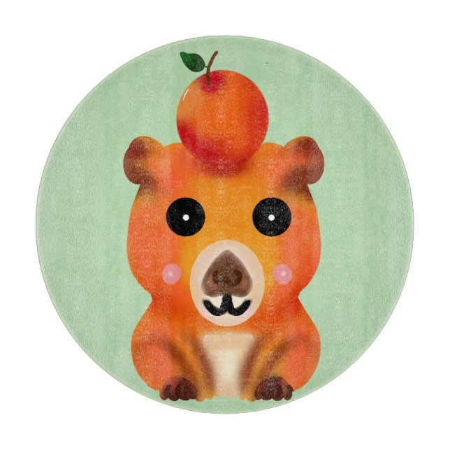 Söt Luddig Kapybara med Orange | Kawaii Djur Ar (Framsidan)