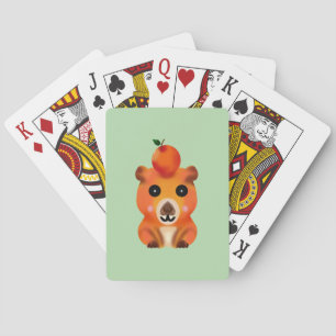 Söt Luddig Kapybara med Orange Kawaii Djur Ar Casinokort