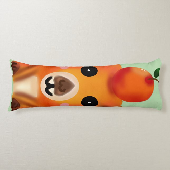 Söt Luddig Kapybara med Orange | Kawaii Djur Ar Kroppskudde (Framsidan)