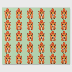 Söt Luddig Kapybara med Orange Kawaii Djur Ar Presentpapper