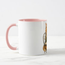 Söt Luddig Katt Dricker Kaffe Vintage Vattenfärg