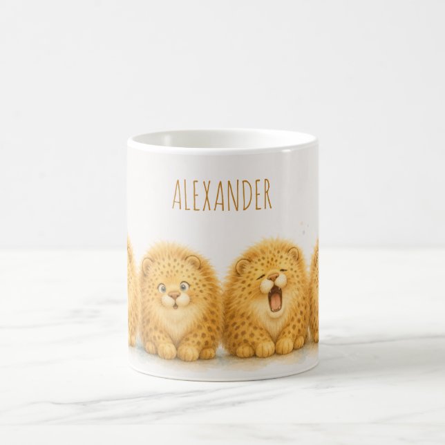 Söt Luddig Leopard Vattenfärg Barn  Kaffemugg (Center)