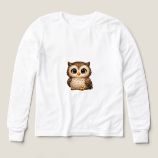 Söt Luddig Uggla Stora Ögon Tecknad Digital Konst T Shirt