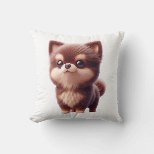 Söt Luddig Valp � Bedårande Hund Design Kudde (Framsida)