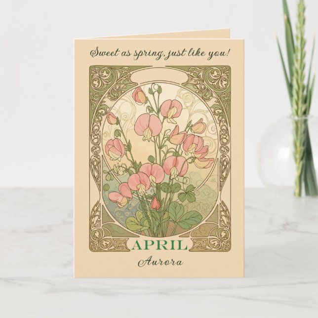 Söt Luktärt April Födelsemånad Blomma Kort (Framsida)