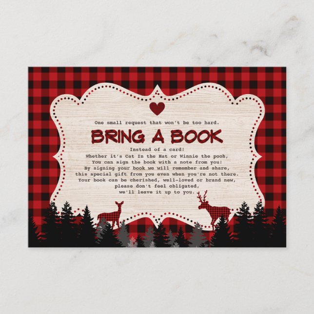 Söt Lumberjack Baby Shower ta med Bok Tilläggskort (Framsida)