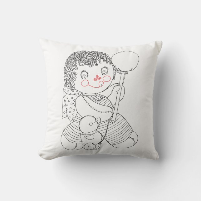 Söt lumpdocka leksaksand illustration för handrita kudde (Framsida)