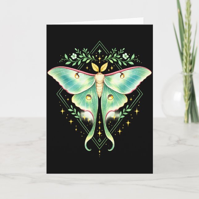 Söt luna-moth vacker fjäril insekt älskare kort (Framsida)