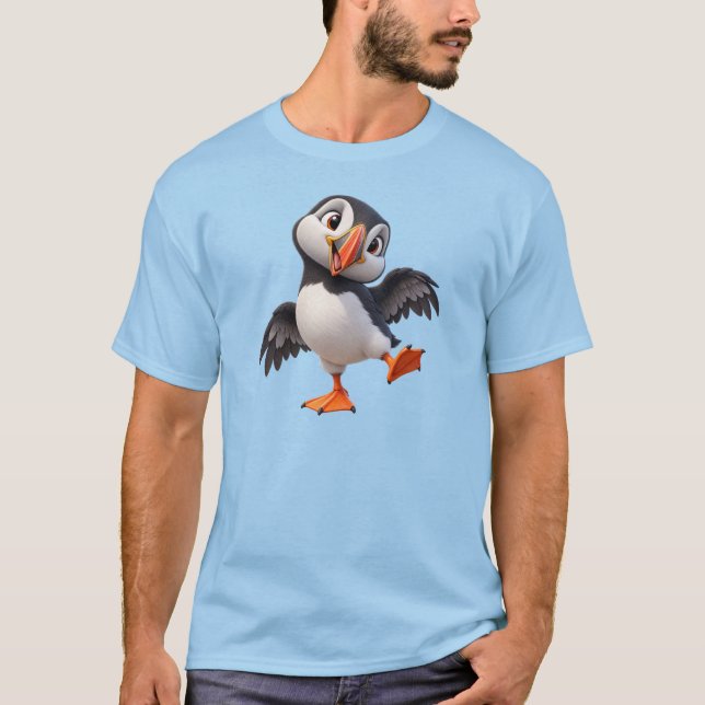 Söt lunnefågel – Rolig nordisk fågel T Shirt (Framsida)