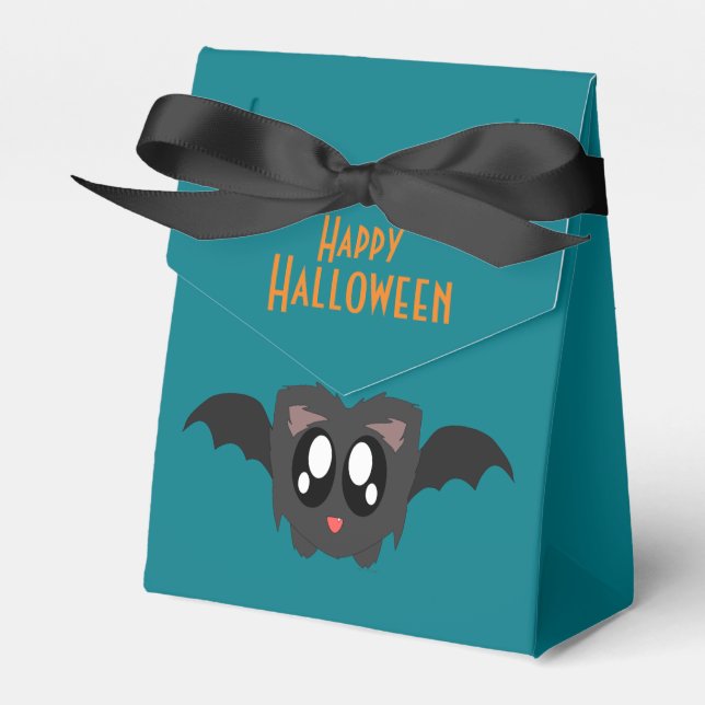 Söt lurvig fladdermus Happy Halloween presentbox Presentaskar (Framsidan Sidan)