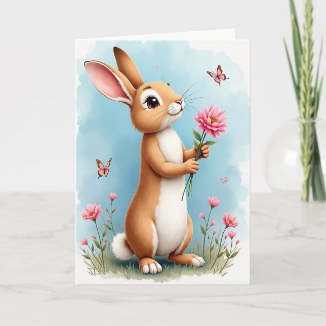 Söt lurvig vän blommig kort (Framsida)
