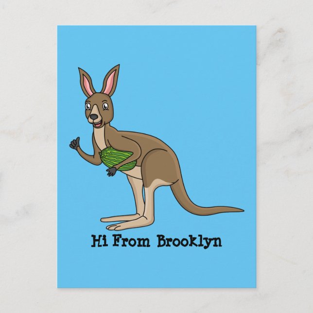 Söt lycklig australiensisk känguru-illustration  vykort (Framsida)