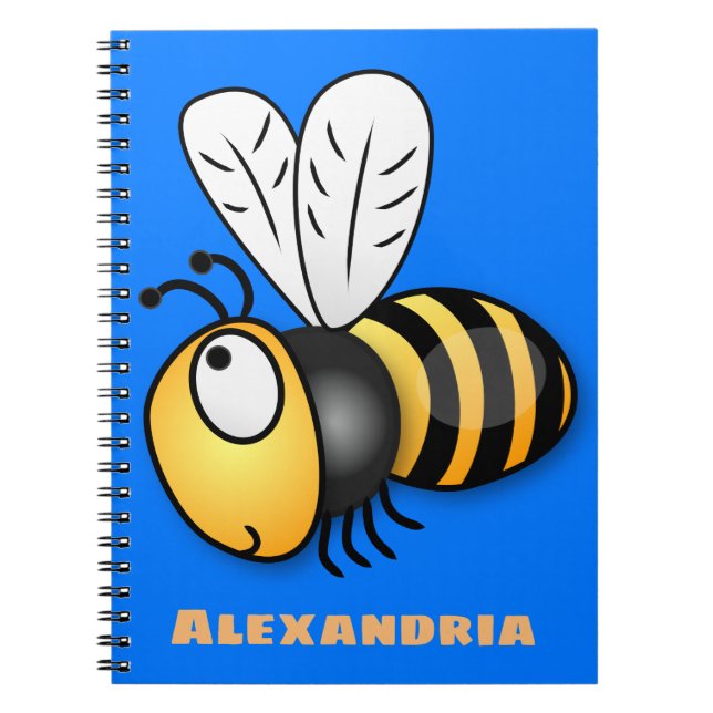 Söt lycklig bi tecknad illustration anteckningsbok (Framsidan)
