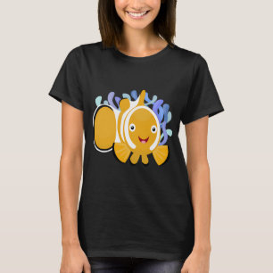 Söt lycklig clownfisk anemon tecknad film t shirt