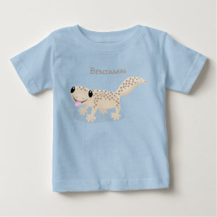 Söt lycklig fläckig tan gecko tecknad illustration t shirt