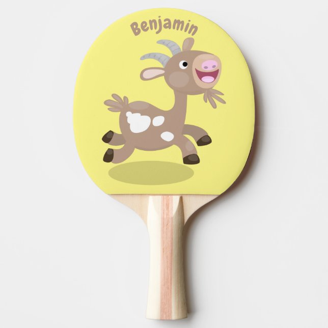Söt lycklig get tecknad film pingisracket (Framsidan)