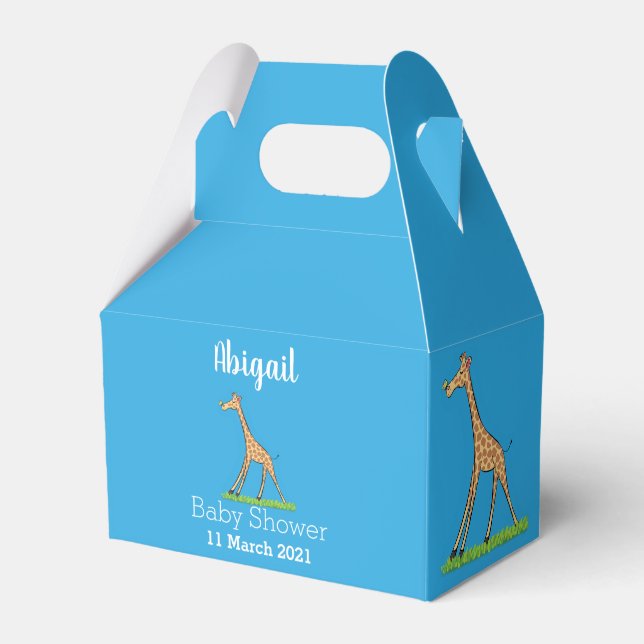 Söt lycklig giraff med fjäril tecknad film presentaskar (Framsidan Sidan)