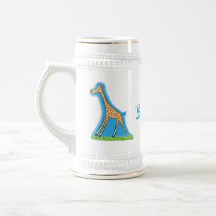 Söt lycklig giraff med fjäril tecknad film sejdel