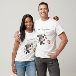 Söt lycklig Gnome med fjäril Baby Shower Familj T Shirt
