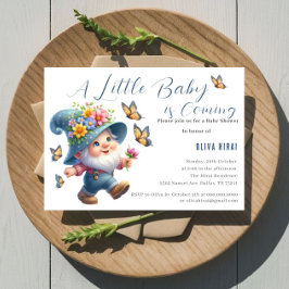 Söt lycklig Gnome med fjäril Baby Shower-inbjudan Inbjudningar