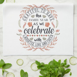 Söt Lycklig hösthösten är tacksam Kökshandduk