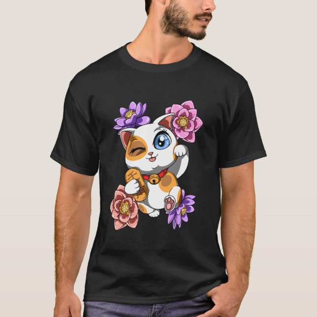 Söt lycklig katt t shirt (Framsida)