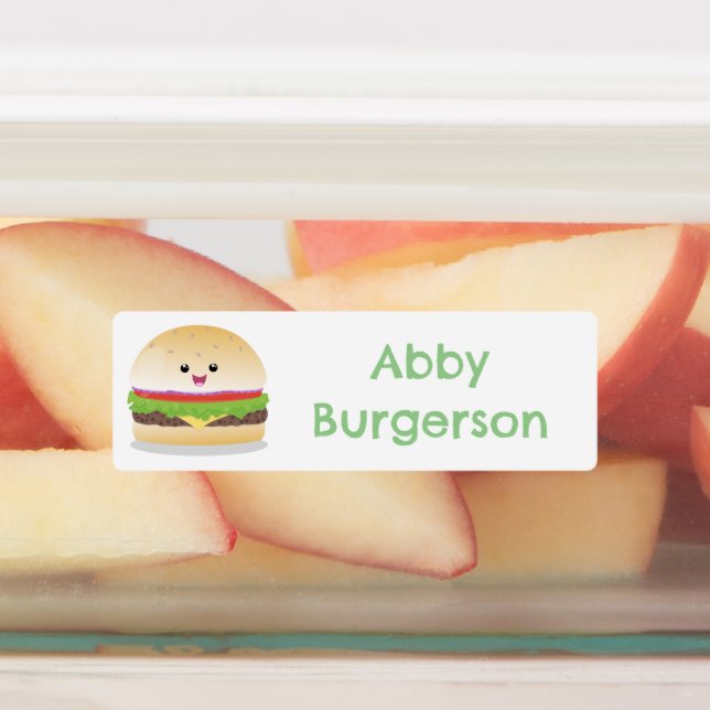 Söt lycklig kawaii hamburgare seriefigur personlig klistermärke (Påsatt)