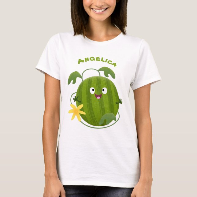 Söt lycklig leende vattenmelonserie t shirt (Framsida)