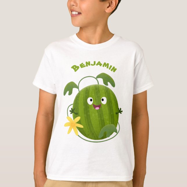 Söt lycklig leende vattenmelonserie t shirt (Framsida)