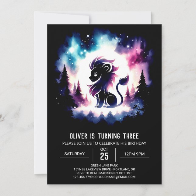 Söt Lycklig Lejona födelsedag Inbjudningar (Framsida)