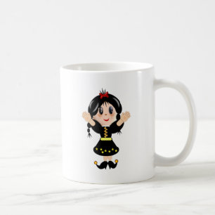 Söt lycklig liten flicka tecknad serie kaffemugg