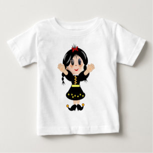 Söt lycklig liten flicka tecknad serie tee shirt
