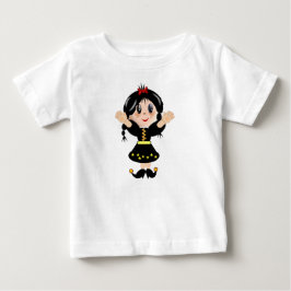 Söt lycklig liten flicka tecknad serie tee shirt