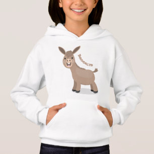 Söt lycklig miniatyr åsna serieillustration t shirt
