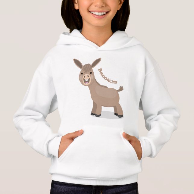 Söt lycklig miniatyr åsna serieillustration  t shirt (Framsida)