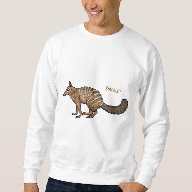 Söt lycklig numbat tecknad illustration lång ärmad tröja (Framsida)