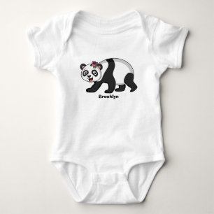 Söt lycklig panda björn med blomma tecknad serie t shirt