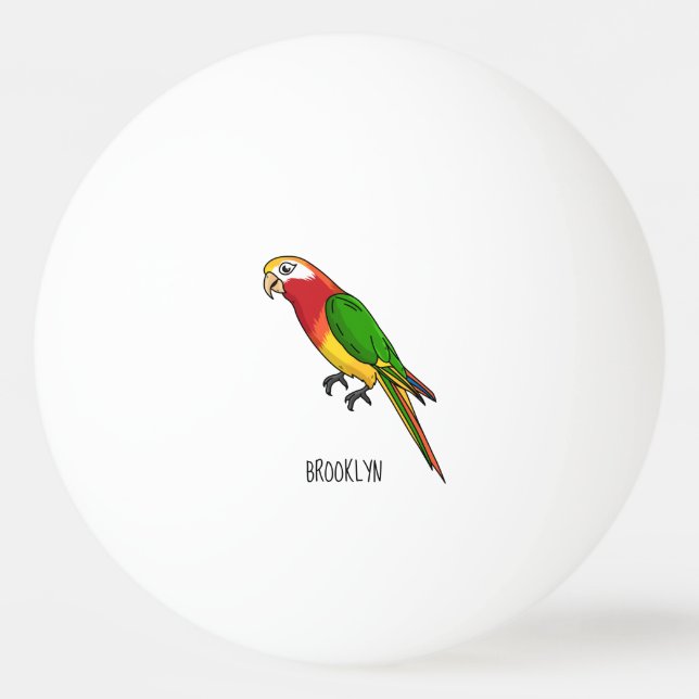 Söt lycklig papegoja serieillustration pingisboll (Framsidan)