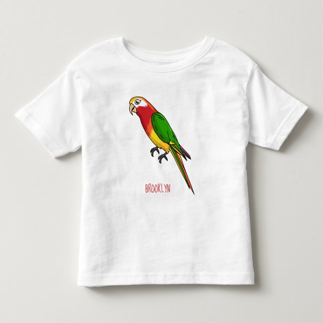 Söt lycklig papegoja serieillustration t shirt (Framsida)