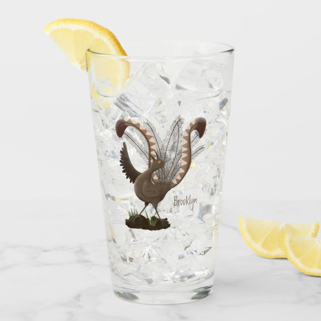 Söt lycklig superb lyrebird tecknad illustration   glaskopp (Framsida Ice)