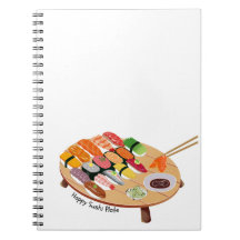 Söt lycklig sushi tallrik anteckningsbok | Kawaii
