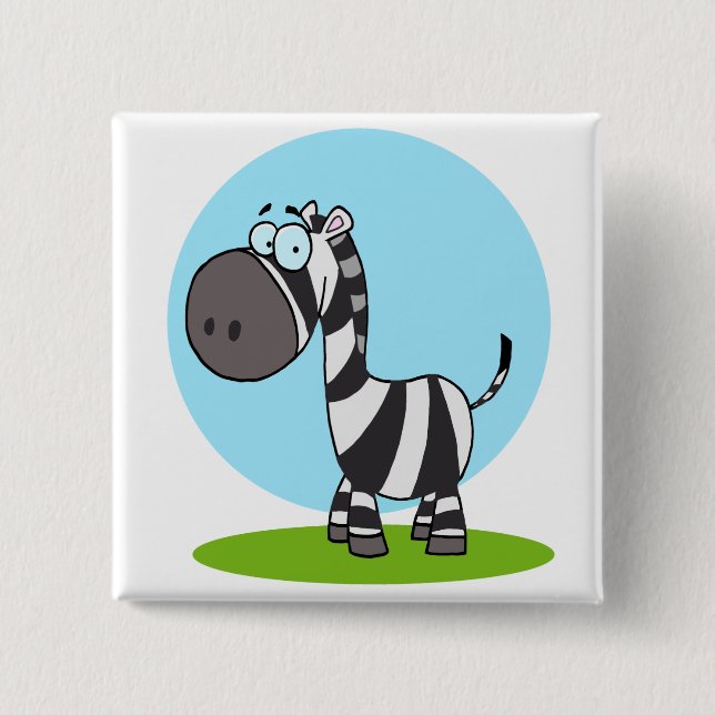 Söt lycklig tecknad zebra knapp (Framsida)