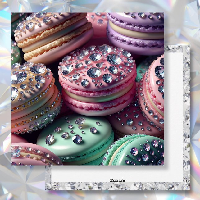 Söt Macaron Birthday Bling Julkort (Skapare uppladdad)