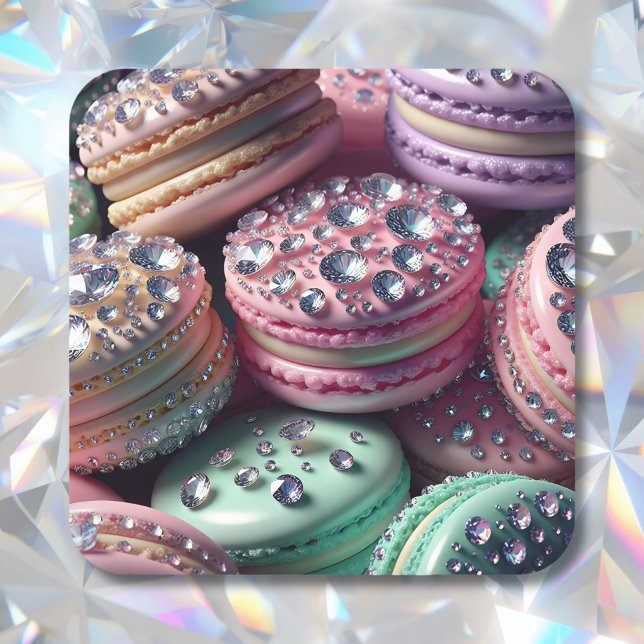 Söt Macaron Bling Fyrkantigt Klistermärke (Skapare uppladdad)