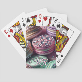 Söt Macaron Bling Monogrammed Casinokort