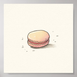 Söt Macaron Illustration - Cute Fransk Dessert A Poster