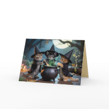 Söt Macbeth katt Halloween-kort